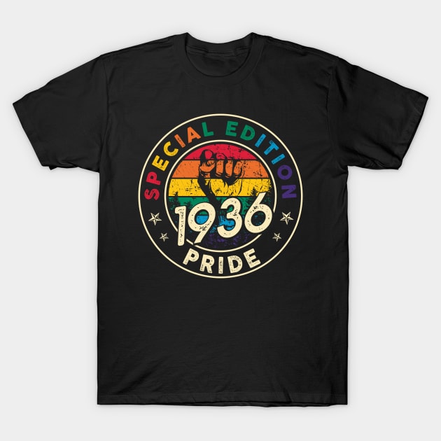 Vintage 1936 Gay Shirt Pride LGBT Gift Equality Outfit Birthday T-Shirt by thangrong743